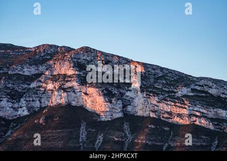 Red Rocks in the morning in the Montgó, Alicante, Spain Stock Photo