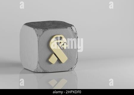 HIV Inconclusive icon. Beautiful Golden symbol icons on a beton cube ...