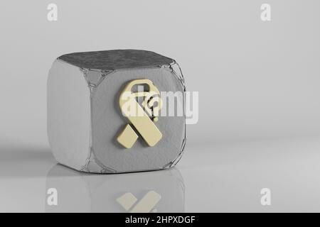 HIV Inconclusive icon. Beautiful Golden symbol icons on a beton cube ...