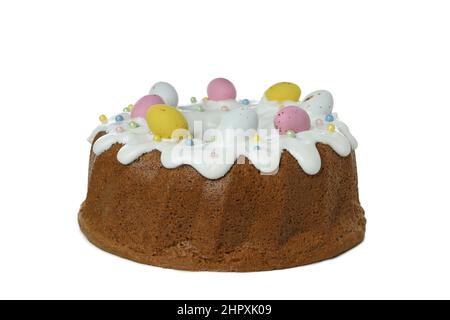 Easter cake isolated on white background, close up Stock Photo