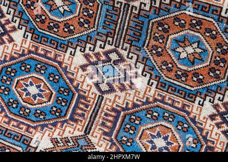 Close-up turkish carpet, details of patterns in oriental design Stock Photo