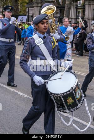 Close up of an Air Cadet playing a xylophone in the Lord Mayor’s Show ...