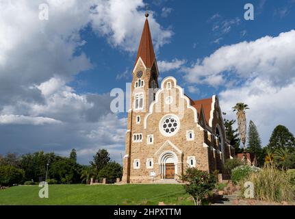 Landmark building of Christus Kirche, or Christ Church in Windhoek, Namibia Stock Photo