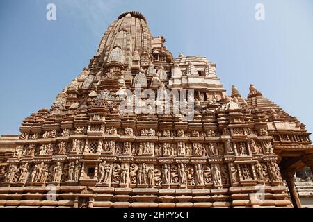 Parsvanath Temple, the largest of the Jain Temples in the Eastern group at Khajuraho, in Madya Pradesh, India Stock Photo