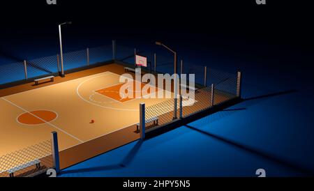 Street basketball court. Sport team concept.3d render. Stock Photo