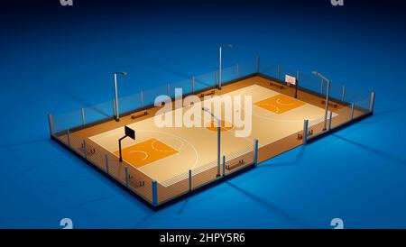 Street basketball court. Sport team concept.3d render. Stock Photo