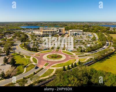 Winter Garden, FL, USA - February 20, 2022: Aerial photo of AdventHealth Winter Garden ER hospital medical center compound Stock Photo