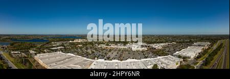 Winter Garden, FL, USA - February 20, 2022: Aerial panorama photo of Winter Garden Village Stock Photo