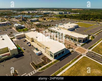 Winter Garden, FL, USA - February 20, 2022: Aerial photo new modern shopping center Stock Photo