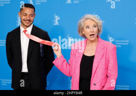 Daryl McCormack and Emma Thompson at the 'Good Luck to You, Leo Grande' photocall during the 72nd Berlinale International Film Festival Berlin at Grand Hyatt Hotel on February 12, 2022 in Berlin, Germany. Stock Photo