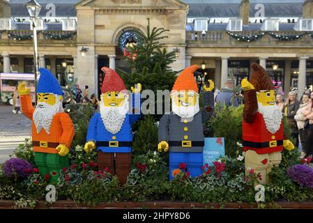 London, England, UK. Lego gnomes in Covent Garden December 2021 Stock Photo