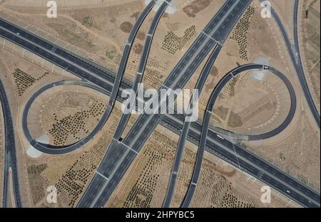 Beijing, China. 10th May, 2021. Aerial photo taken on May 10, 2021 shows a junction of the first phase of Beijing-Dezhou expressway and Tianjin-Shijiazhuang expressway in north China's Hebei Province. Credit: Zhu Xudong/Xinhua/Alamy Live News Stock Photo