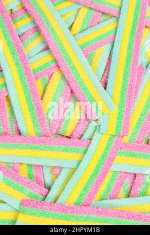 Colorful juicy gummy candies background. Top view. Jelly  sweets. Stock Photo