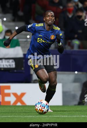 Madrid, Spain, 23rd February 2022. Paul Pogba of Manchester United during the UEFA Champions League match at Estadio Metropolitano, Madrid. Picture credit should read: Jonathan Moscrop / Sportimage Stock Photo