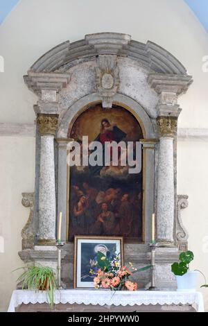 Altar of Our Lady of the Scapular in the Parish Church of St. Peter in Cara, Croatia Stock Photo