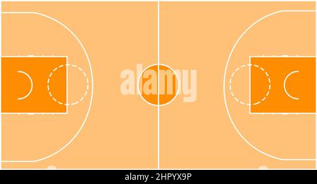 Top view of a basketball court.3d render Stock Photo