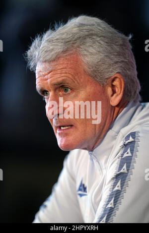 Newly appointed Bradford City Manager Mark Hughes. The former Wales manager, 58, returns to the dugout at Valley Parade following Derek Adams' sacking and inherits a side sitting 15th in League Two with 13 games left this season. Hughes, who has managed Manchester City, Stoke and Southampton with distinction in the Premier League, has been in the wilderness since leaving Saints in 2018. Picture date: Thursday February 24, 2022. Stock Photo