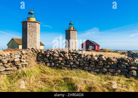 Old historic lighthouses at Swedish west coast Stock Photo