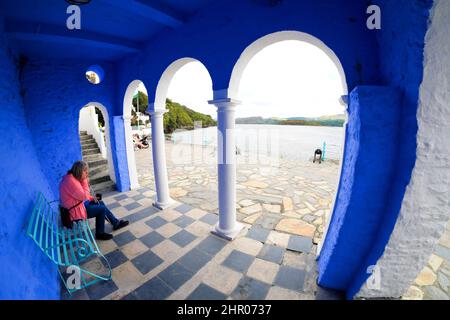 Portmeirion Village was used as a location for the 1960's cult TV series "The Prisoner" starring Patrick McGoohan  in Gwynedd, North Wales UK Stock Photo