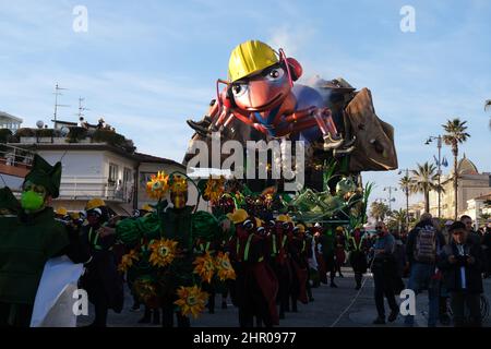 Photos of the parade floats for the carnival of viareggio, in the north of tuscany, in Italy. Stock Photo