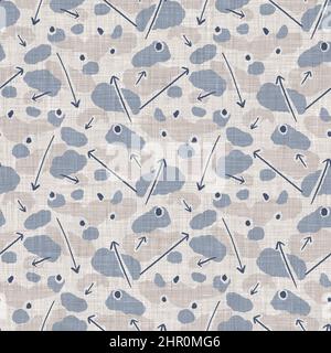 French blue doodle motif linen seamless pattern. Tonal country cottage ...