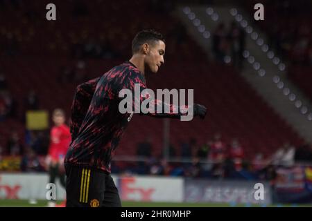 Madrid, Spain. 23rd Feb, 2022. (2/23/2022) Cristiano Ronaldo.Null match between Atlético de Madrid and Manchester United with goals of Joao Felix and Elanga. Full entrance (close to 68,000 people). (Photo by Jorge Gonzalez/Pacific Press/Sipa USA) Credit: Sipa USA/Alamy Live News Stock Photo
