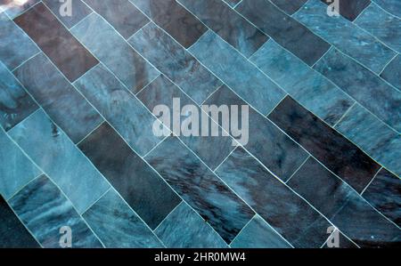 blue stone block background on water pool for abstract background Stock Photo