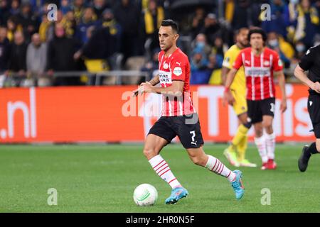 TEL AVIV, ISRAEL - FEBRUARY 24: Eran Zahavi of PSV Eindhoven during the UEFA Europa Conference League Knockout Round Play-Offs match between Maccabi Tel Aviv and PSV Eindhoven at Bloomfield Stadium on February 24, 2022 in Tel Aviv, Israel (Photo by Orange Pictures/Orange Pictures) Stock Photo