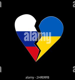 The concept of friendship and diplomatic relations between Russia and the Ukraine. a broken heart Stock Photo