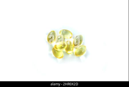 Supplements and vitamins isolate on white background. Selective focus. Stock Photo