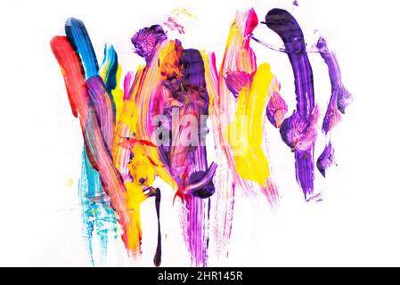 Colorful thick paint with streaks from a brush background. Stock Photo