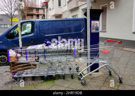 Shopping carts of Aldi Nord, Berlin Stock Photo