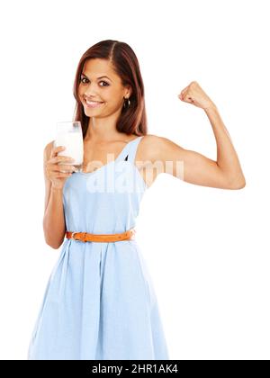 Shes simply gorgeous. Studio shot of an attractive young woman isolated on white. Stock Photo