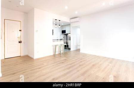 hall and living room of an empty apartment Stock Photo