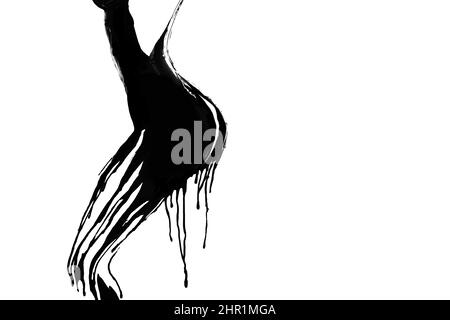 Shake it off. Black paint outlining a womans body. Stock Photo
