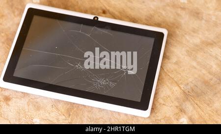 Tablet device with broken screen Stock Photo