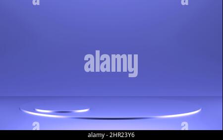 3d very peri podium background, product display, violet, purple empty stage, showcase for advertising mock-up, stage for make up products backdrop Stock Photo