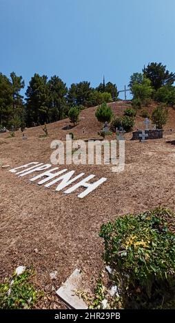 Memorial site (Place of Sacrifice) of the Massacre of Kalavryta Greece during World War II Stock Photo