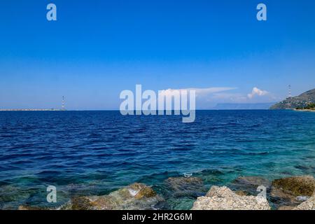 Italy, Calabria, Villa San Giovanni, strait of Messina view Stock Photo