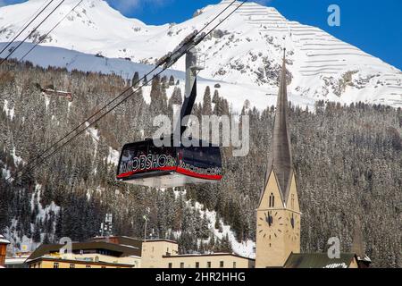 Cabinet gondola Jakobshorn, Davos (Switzerland), February 23, 2022) Stock Photo