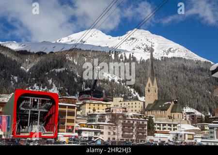 Cabinet gondola Jakobshorn, Davos (Switzerland), February 23, 2022) Stock Photo