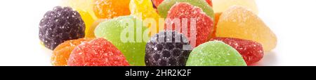 Colorful jelly sugar candies isolated on white background Stock Photo