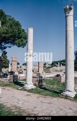 Ostia Antica - large archaeological site in progress, location of the harbour city of ancient Rome.  Marcellum.  Archival scan from a slide. April 1972. Stock Photo