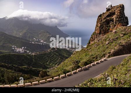 Mountain road above Taganana, Tenerife on the Canary Islands Stock Photo