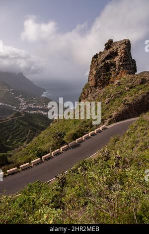 Mountain road above Taganana, Tenerife on the Canary Islands Stock Photo