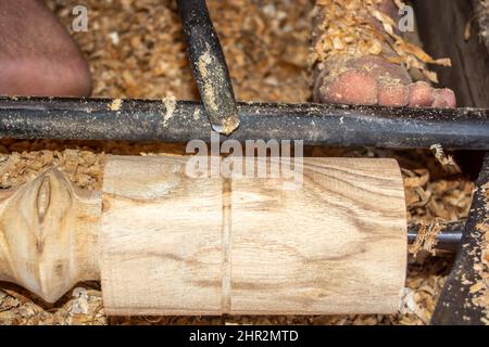 Close up of woodturning work Stock Photo