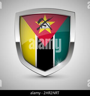 EPS10 Vector Patriotic shield with flag of Mozambique. An element of impact for the use you want to make of it. Stock Vector