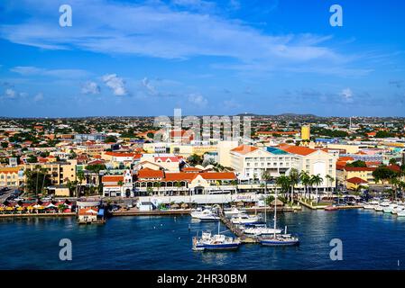 A view of Oranjestad's waterfront Stock Photo