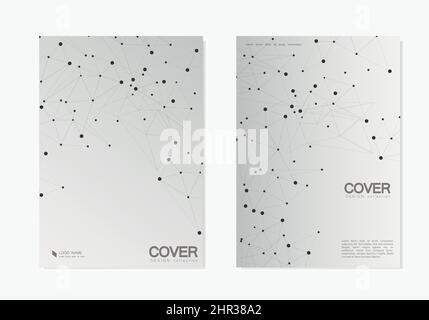 Abstract polygonal background with connected lines and dots. Modern vector templates brochure cover design Stock Vector