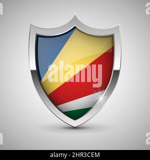 EPS10 Vector Patriotic shield with flag of Seychelles. An element of impact for the use you want to make of it. Stock Vector
